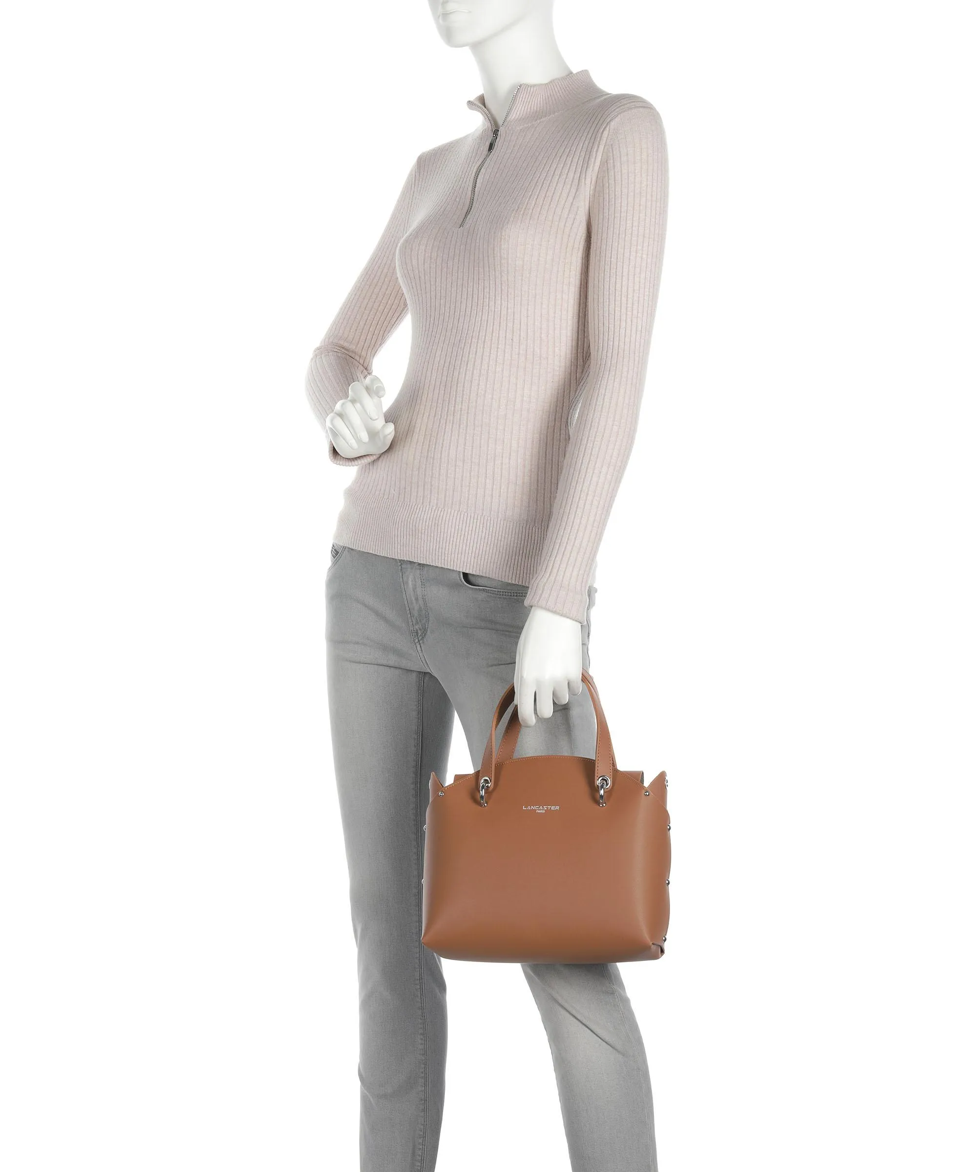  Lancaster Pur & Element City Flore Borsa a mano pelle di vacchetta finemente grana camel  