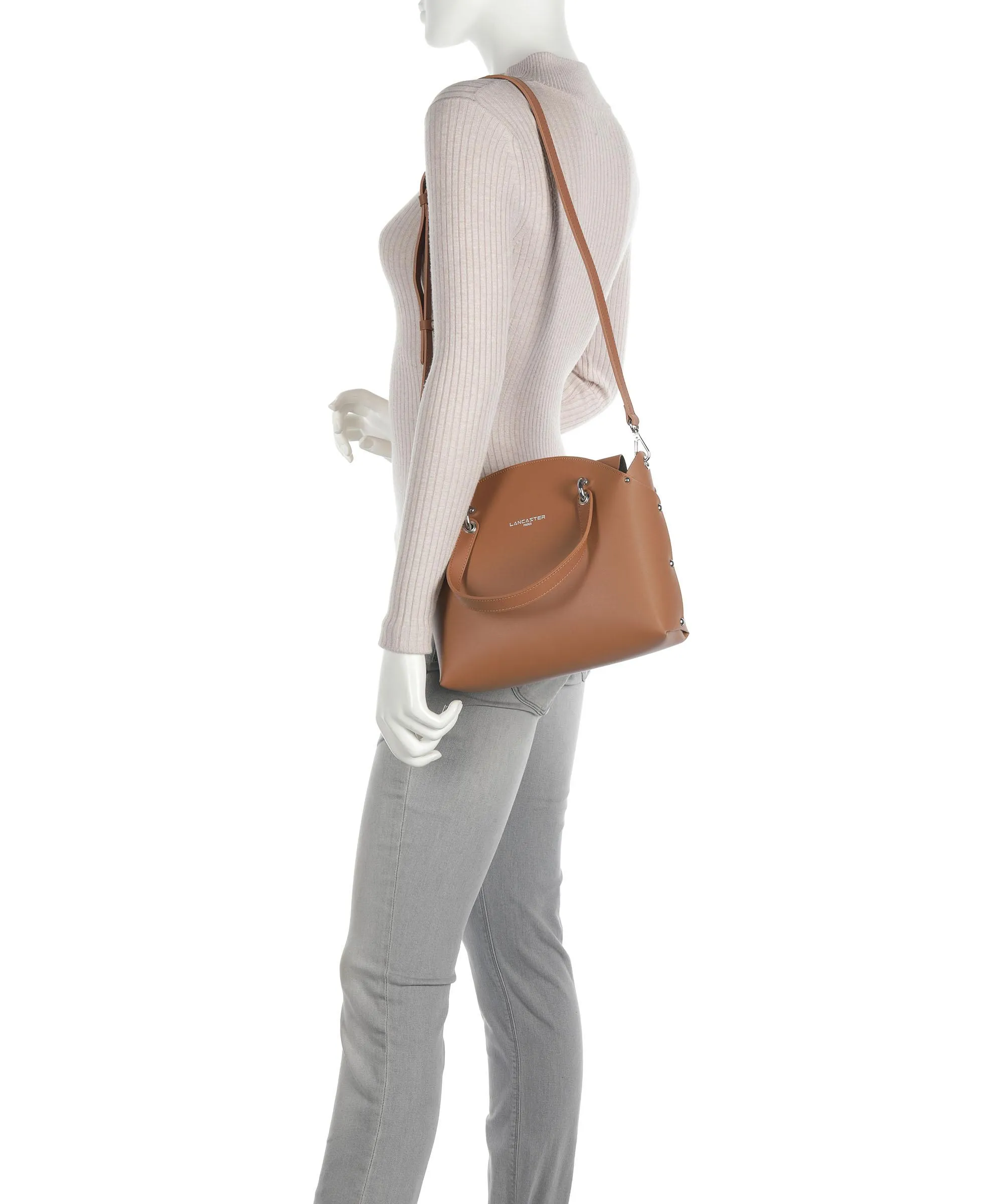  Lancaster Pur & Element City Flore Borsa a mano pelle di vacchetta finemente grana camel  