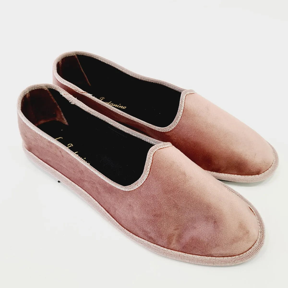 Le Furlanine mocassino stile FRIULANE ciniglia rosa fondo gomma rif.3