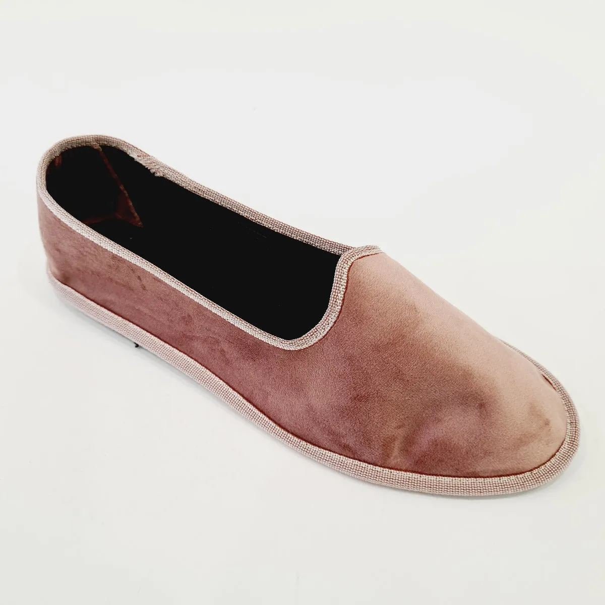 Le Furlanine mocassino stile FRIULANE ciniglia rosa fondo gomma rif.3