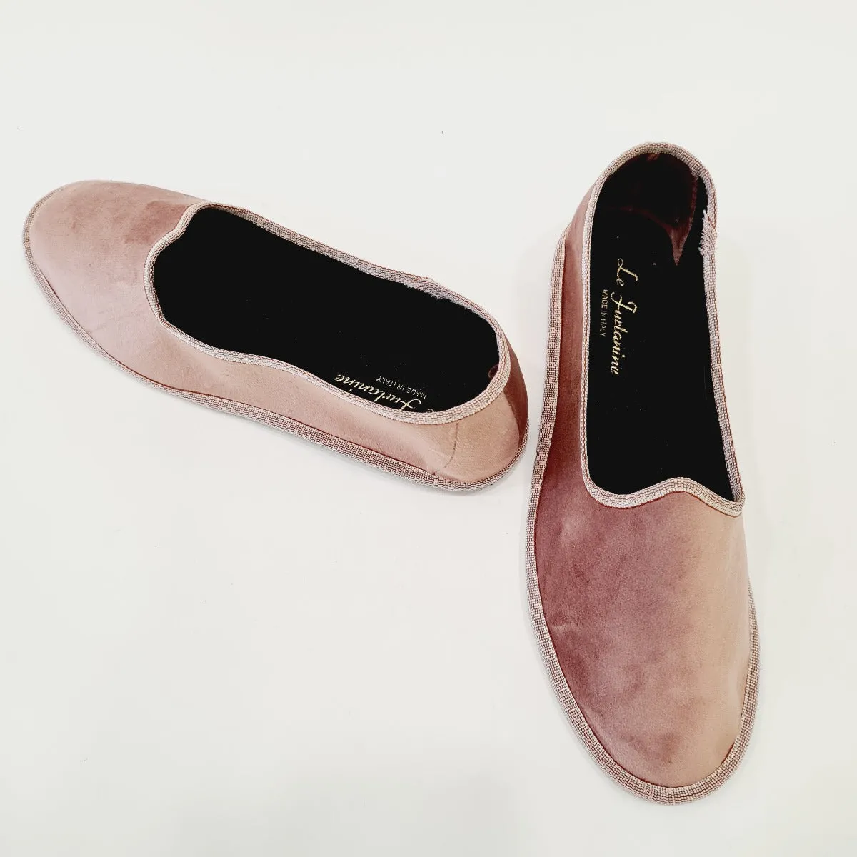Le Furlanine mocassino stile FRIULANE ciniglia rosa fondo gomma rif.3