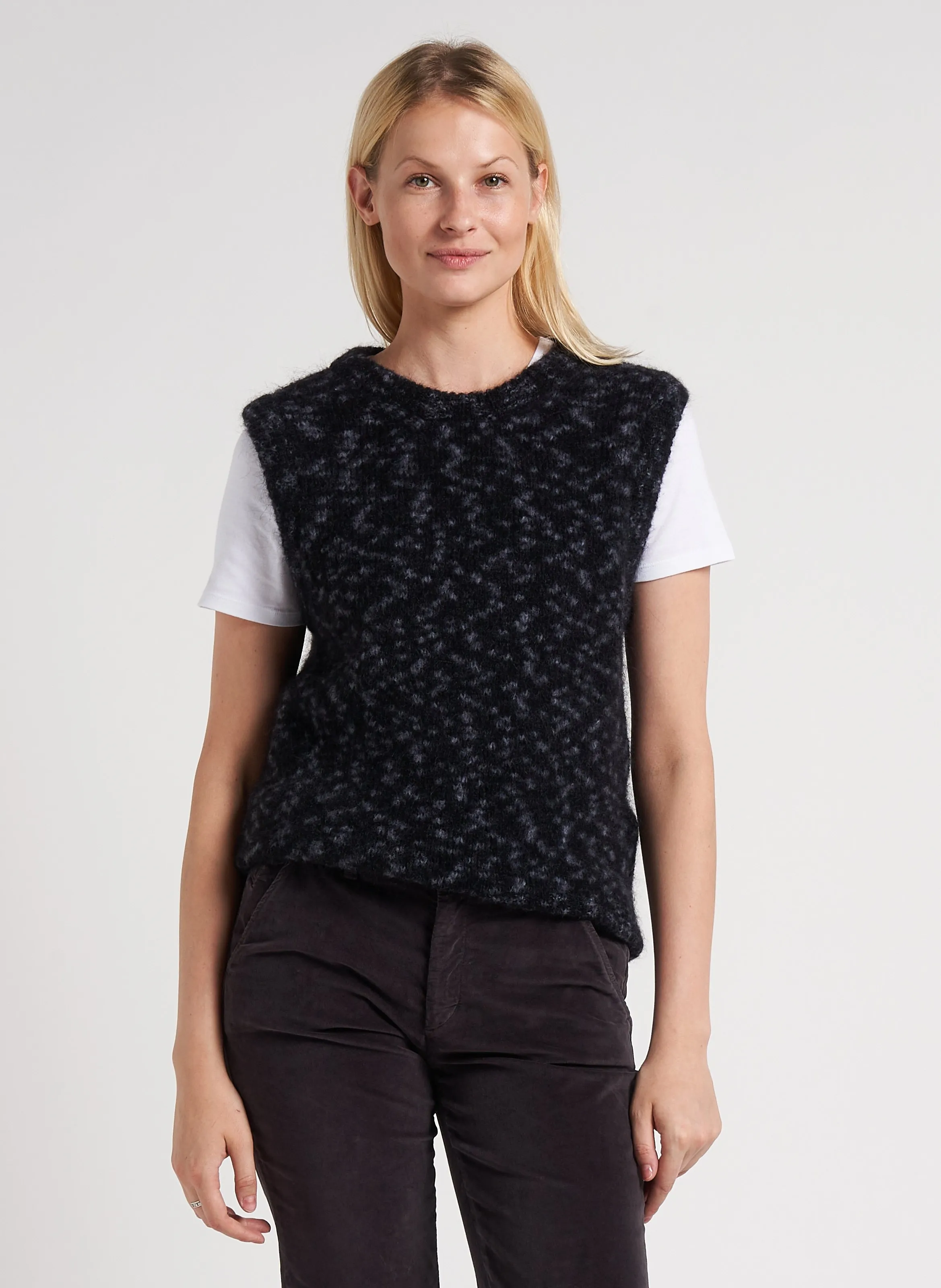  LEON & HARPER   MALEO - Maglione senza maniche scollo tondo jacquard in misto lana | Grigio