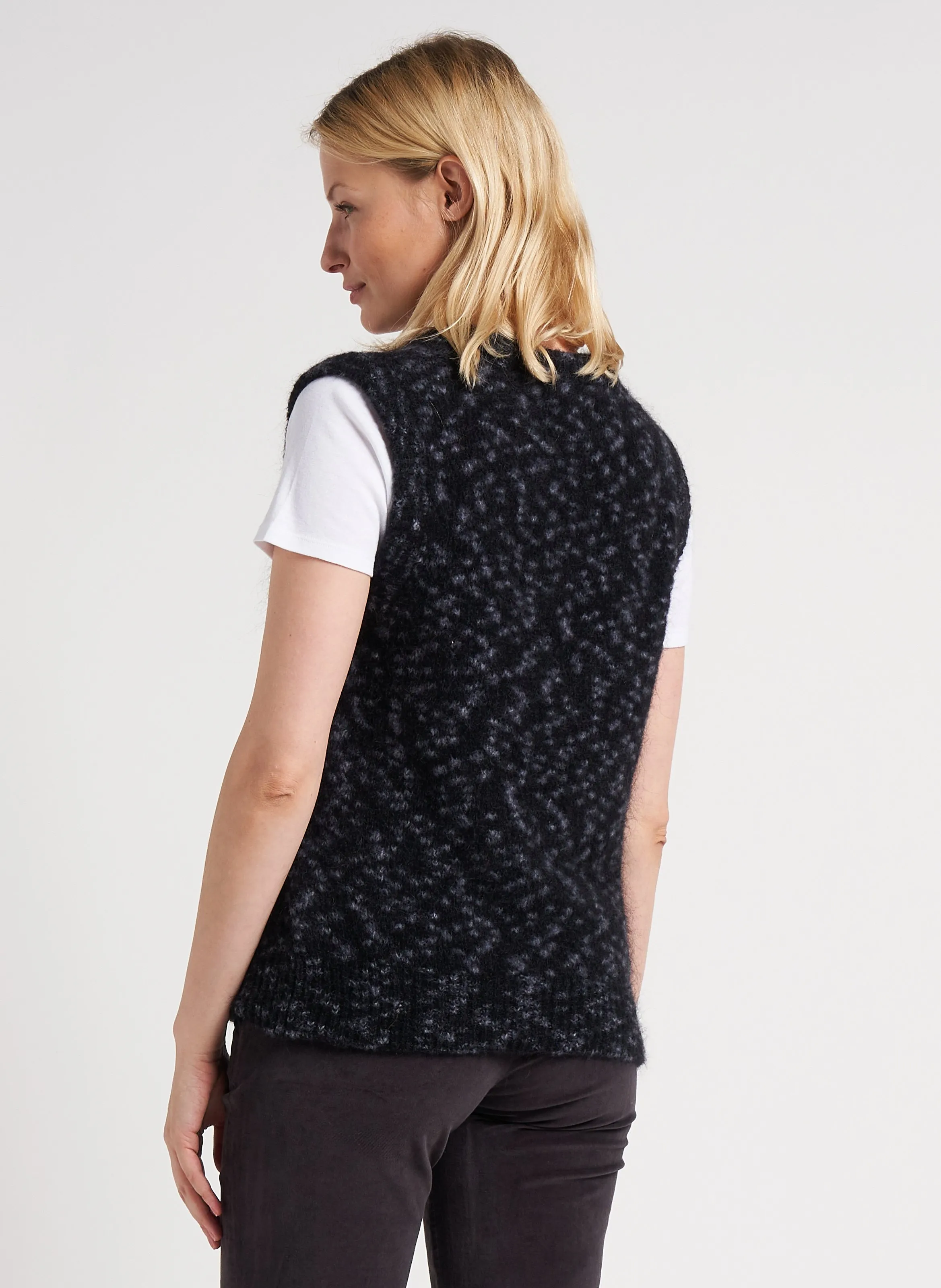  LEON & HARPER   MALEO - Maglione senza maniche scollo tondo jacquard in misto lana | Grigio