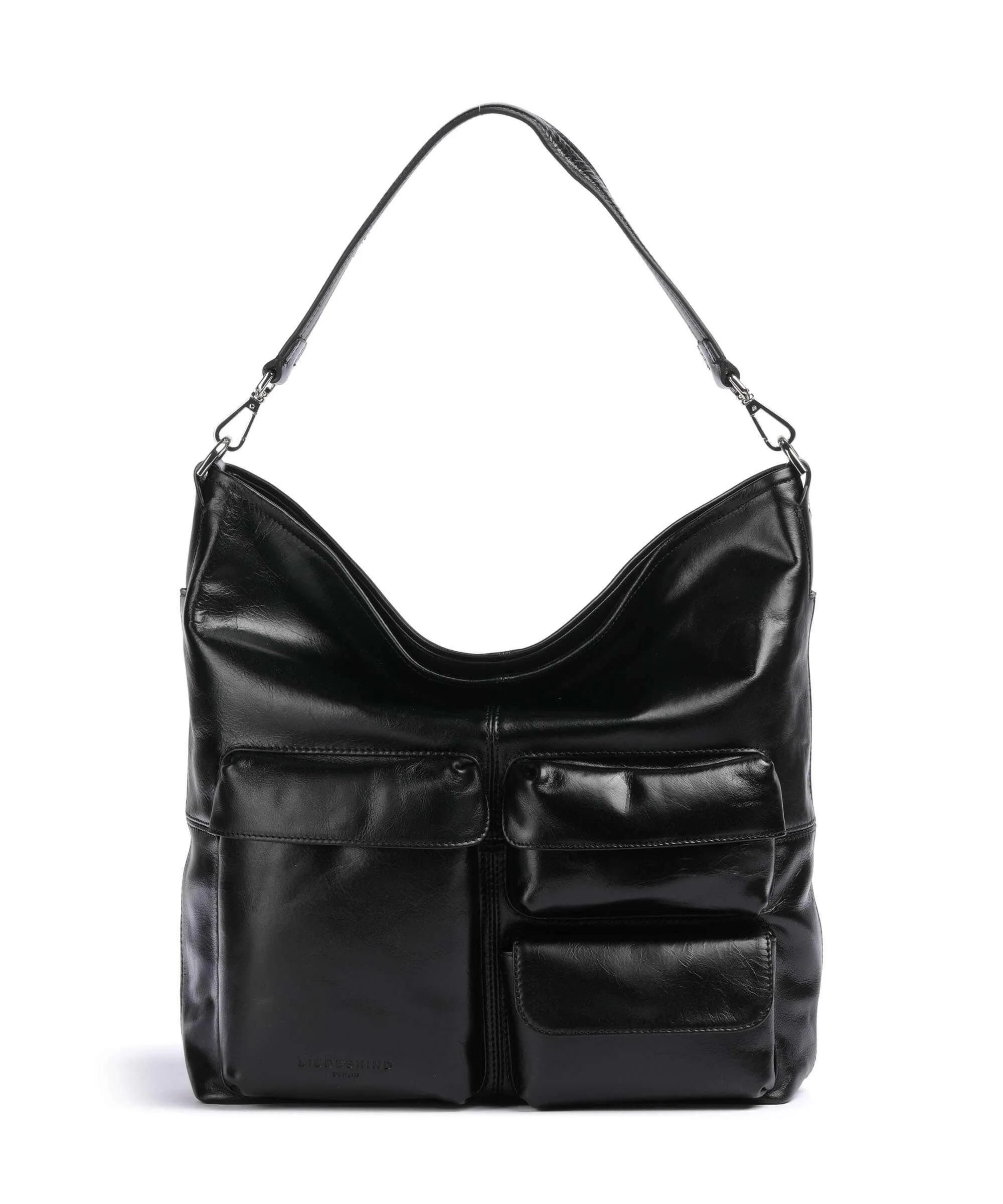  Liebeskind LK 204 Lack Distressed M Borsa hobo pelle bovina nero  