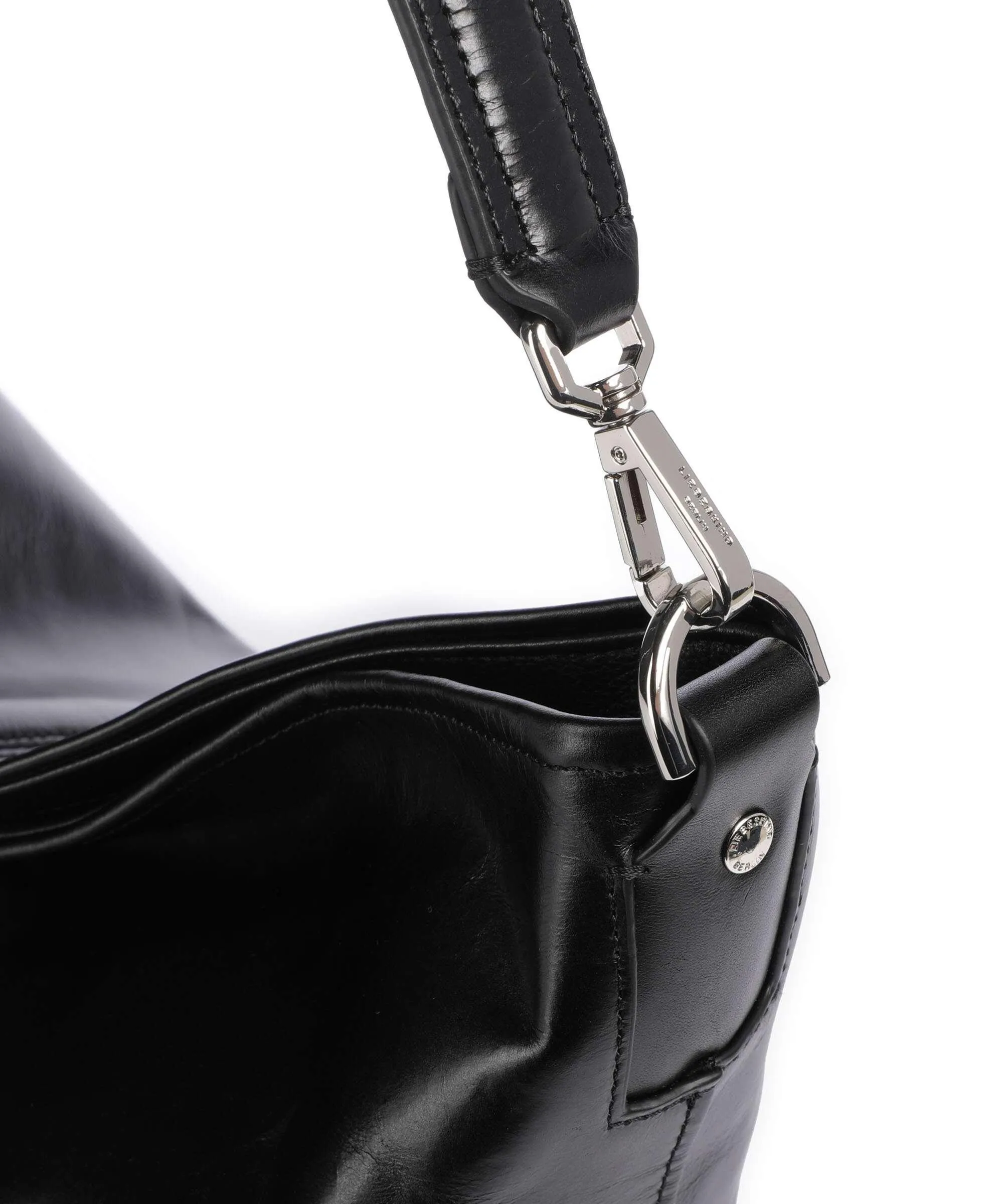  Liebeskind LK 204 Lack Distressed M Borsa hobo pelle bovina nero  