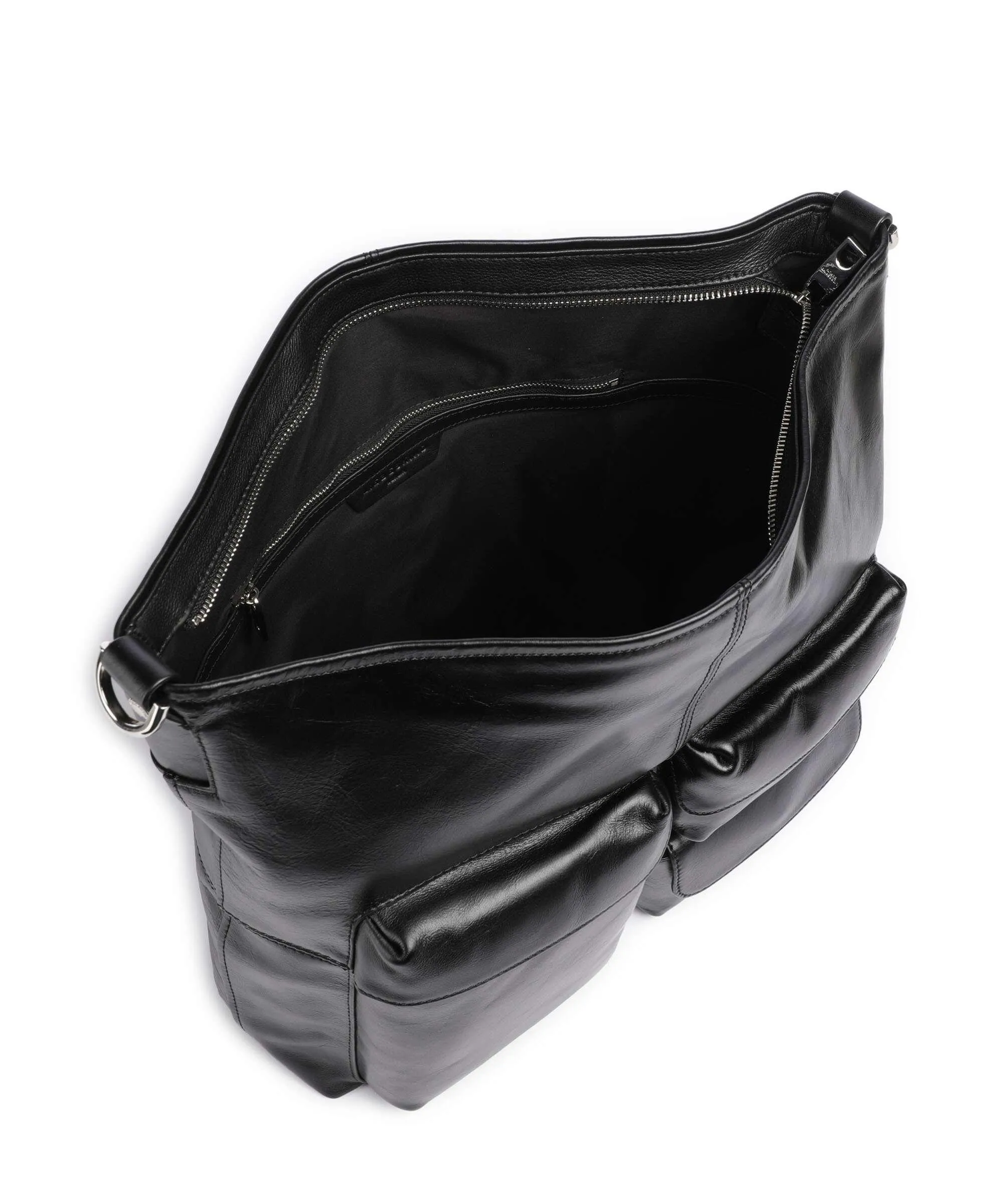  Liebeskind LK 204 Lack Distressed M Borsa hobo pelle bovina nero  