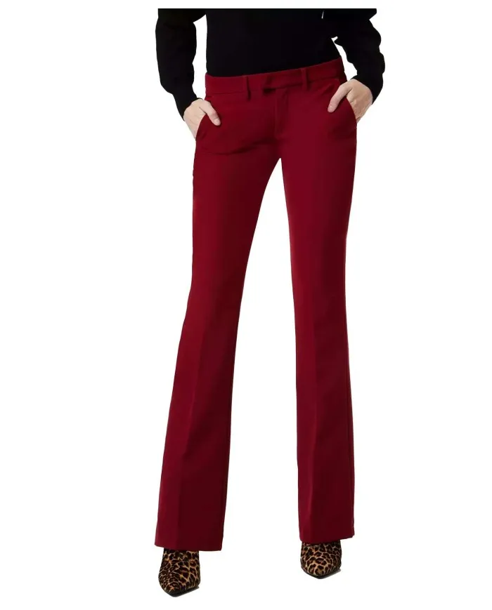 LIU JO Pantalone Donna Bootcut A-TI Flare Elasticizzati Rosso Gancio Zip Nuovo X0198 BEAUTY RED