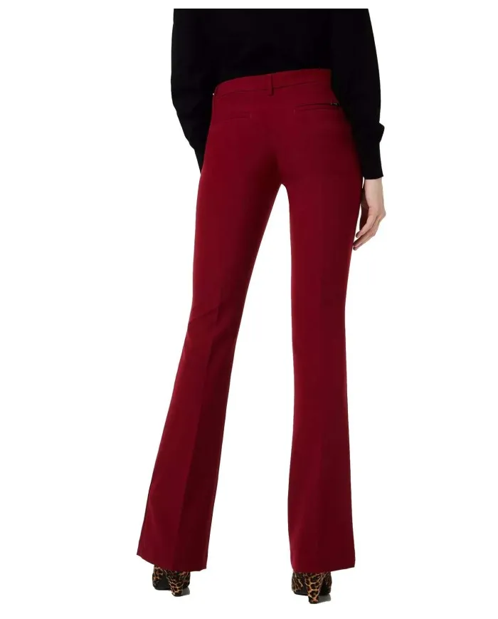 LIU JO Pantalone Donna Bootcut A-TI Flare Elasticizzati Rosso Gancio Zip Nuovo X0198 BEAUTY RED