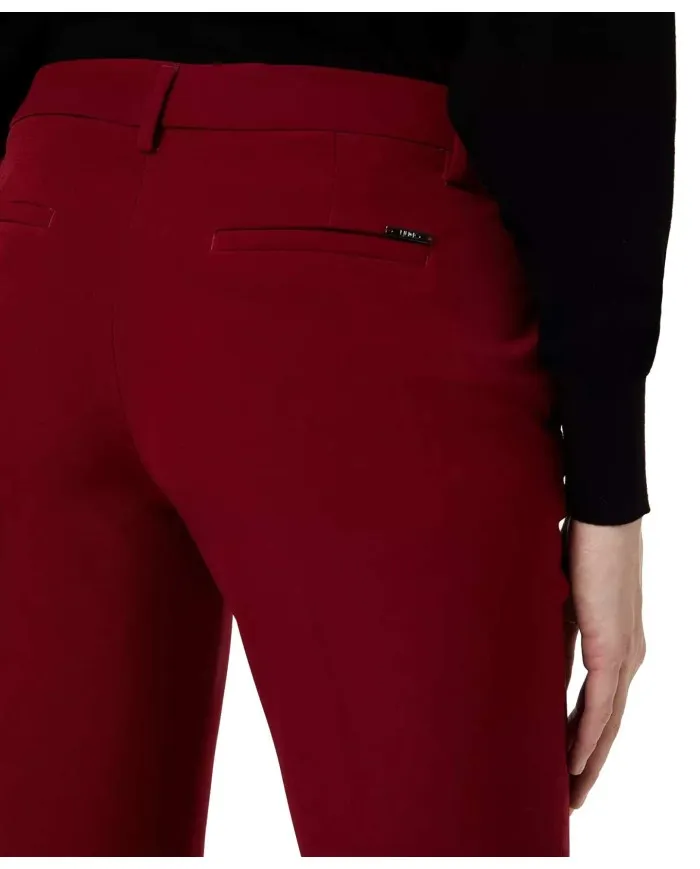 LIU JO Pantalone Donna Bootcut A-TI Flare Elasticizzati Rosso Gancio Zip Nuovo X0198 BEAUTY RED