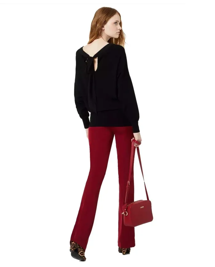 LIU JO Pantalone Donna Bootcut A-TI Flare Elasticizzati Rosso Gancio Zip Nuovo X0198 BEAUTY RED