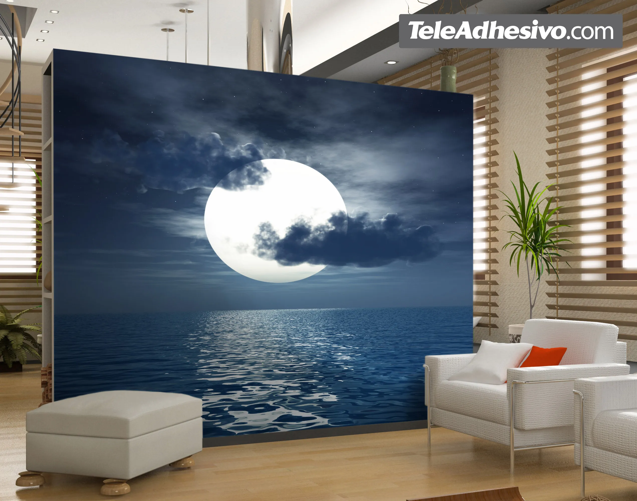 Luna sopra il mare - FOTOMURALI