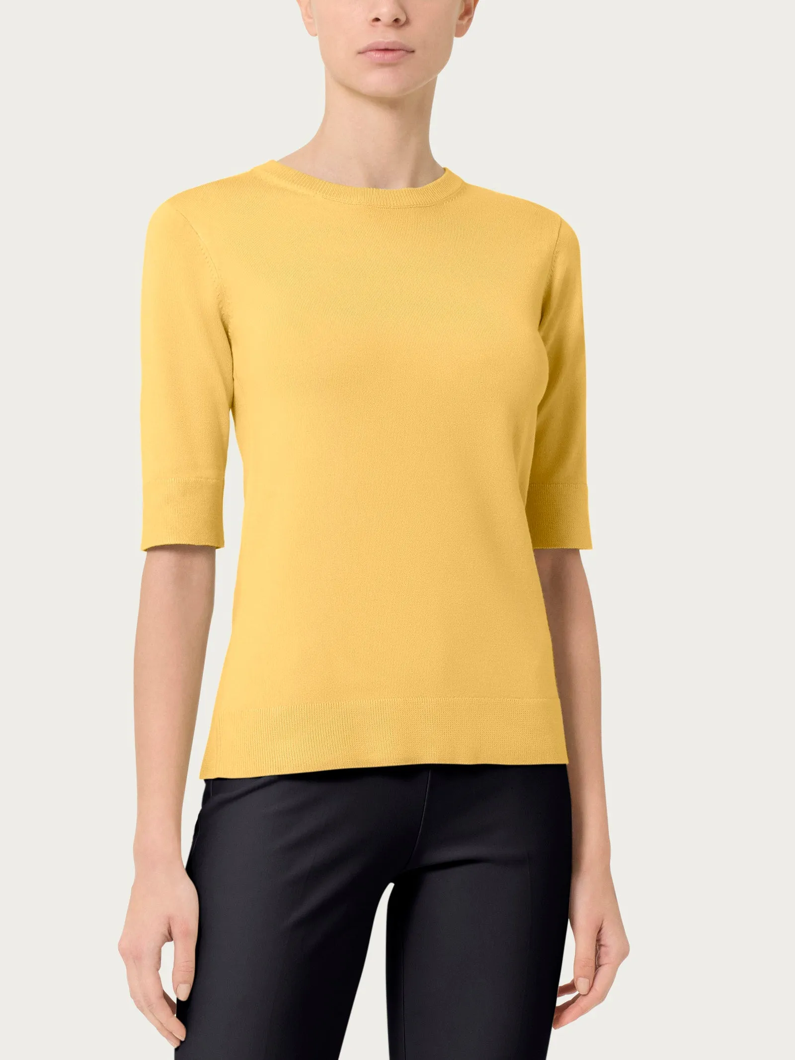 Maglia girocollo con manica corta Four Seasons - Misted Yellow