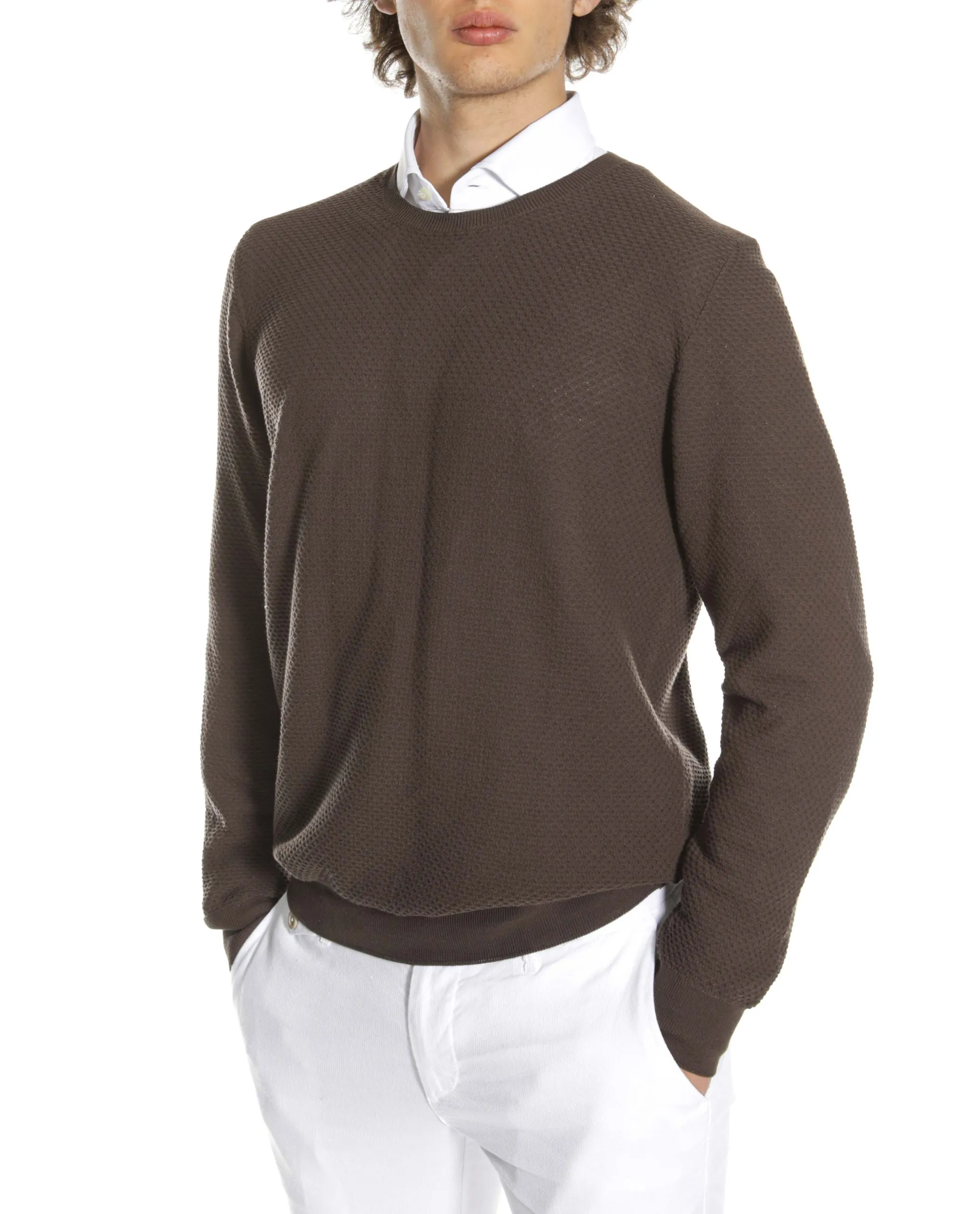 Maglia girocollo in cotone con disegno goccia testa di moro | Viadeste