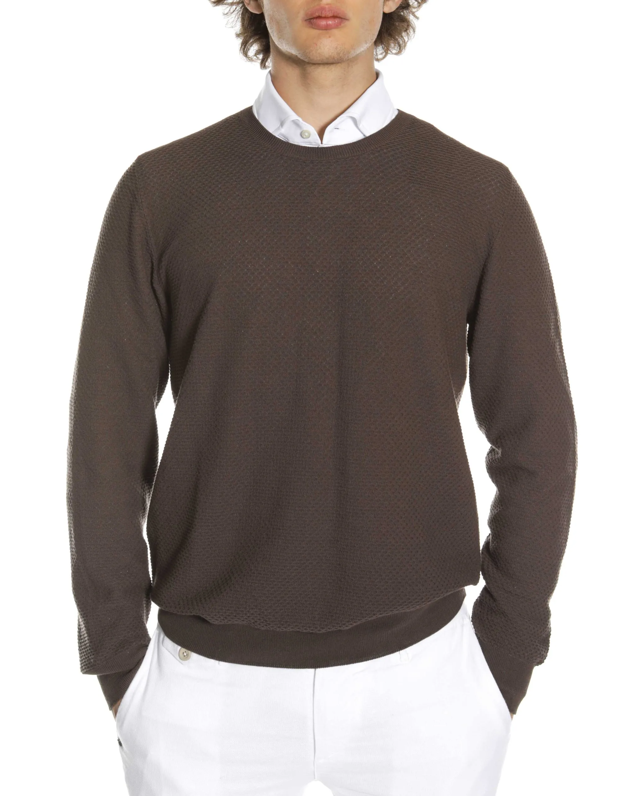 Maglia girocollo in cotone con disegno goccia testa di moro | Viadeste