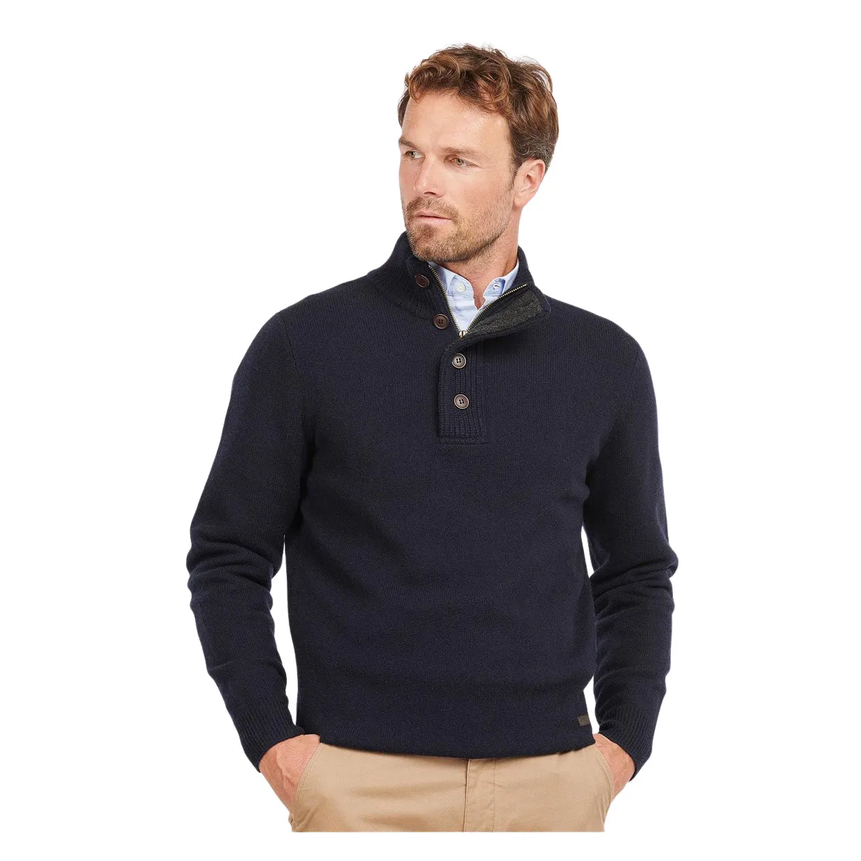 Maglione Uomo Barbour Patch Half Zip Blu Navy