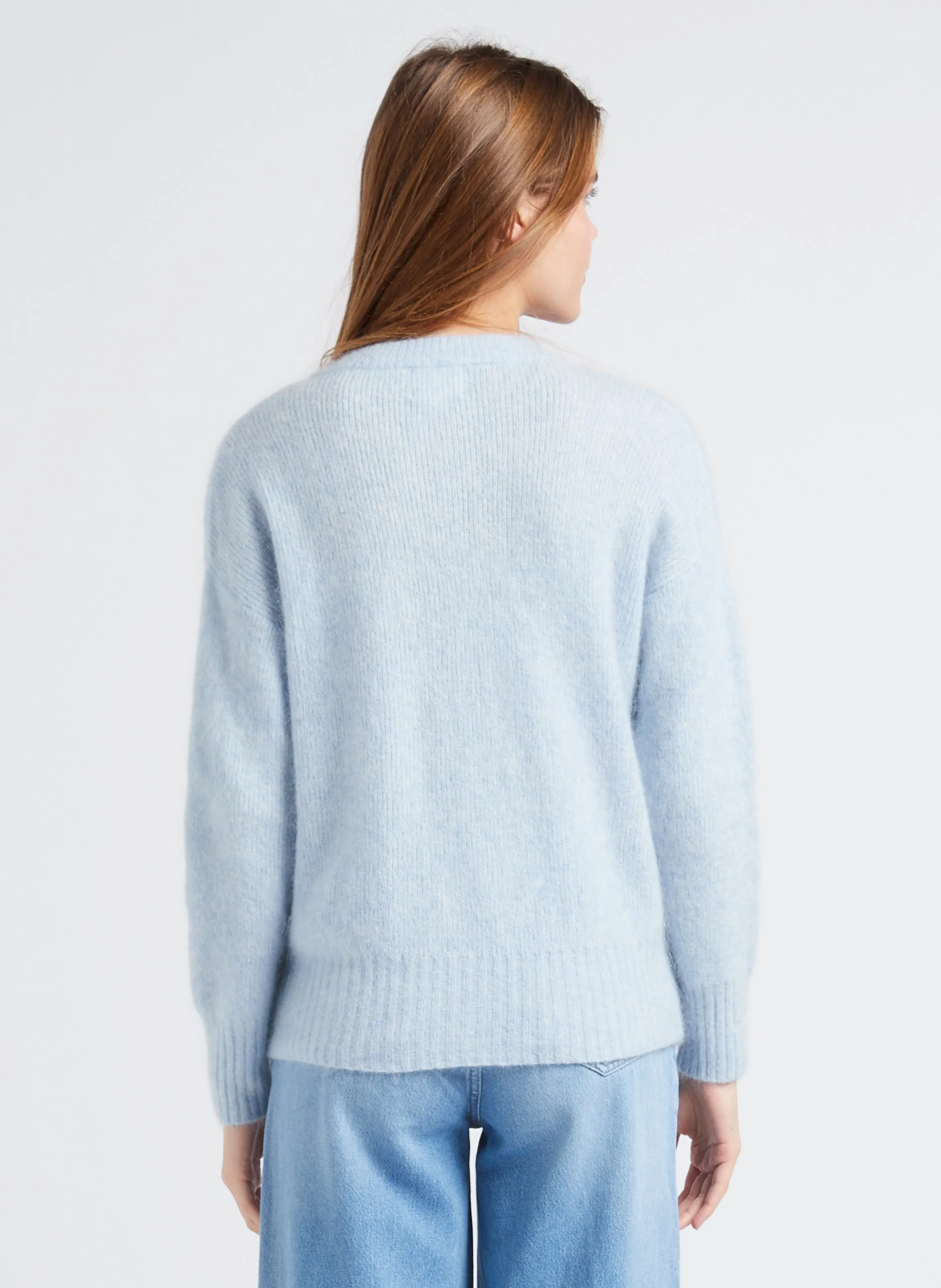  MAISON 123   LOU - Cardigan dritto scollo tondo in misto mohair | Blu