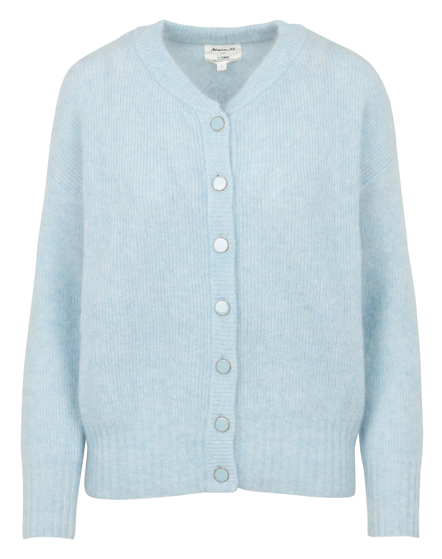  MAISON 123   LOU - Cardigan dritto scollo tondo in misto mohair | Blu