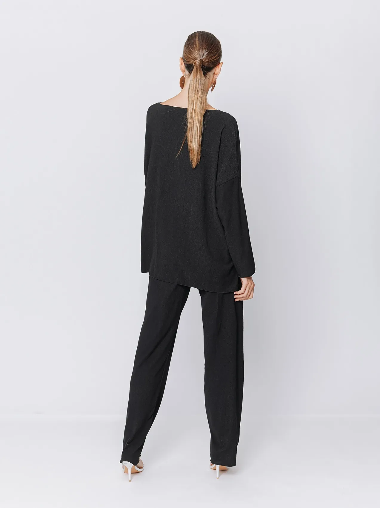 Maxi t-shirt in tessuto goffrato