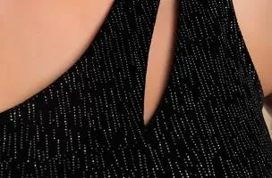 Mini Abito in Velluto con Strass, Nero