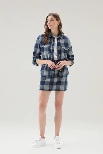 Minigonna a quadri in denim di puro cotone                                                                                Dark I