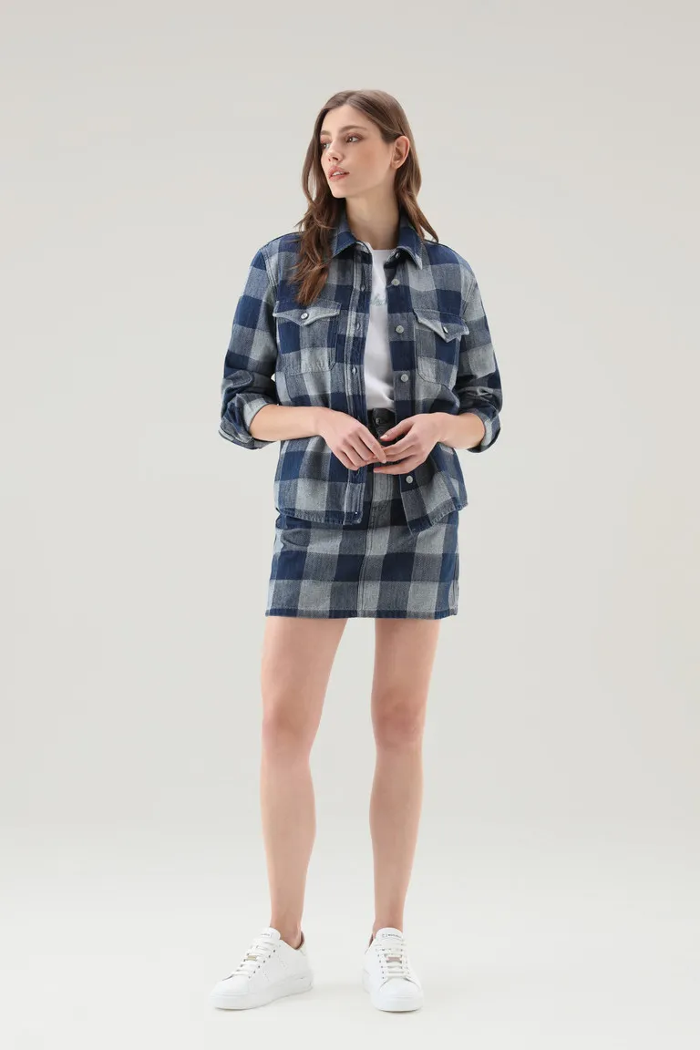 Minigonna a quadri in denim di puro cotone                                                                                Dark I