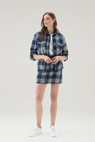 Minigonna a quadri in denim di puro cotone                                                                                Dark I