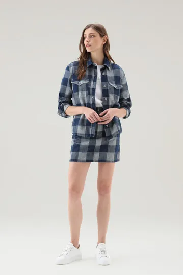 Minigonna a quadri in denim di puro cotone                                                                                Dark I
