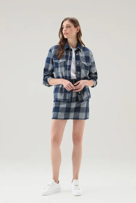 Minigonna a quadri in denim di puro cotone                                                                                Dark I
