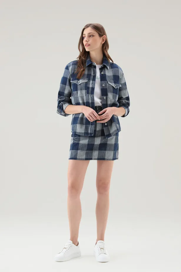 Minigonna a quadri in denim di puro cotone                                                                                Dark I