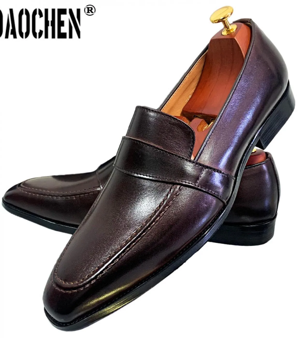Mocassini da uomo di design di marca di lusso Scarpe Slip On Scarpe casual da uomo Marrone Scarpe da ufficio in vera pelle per b
