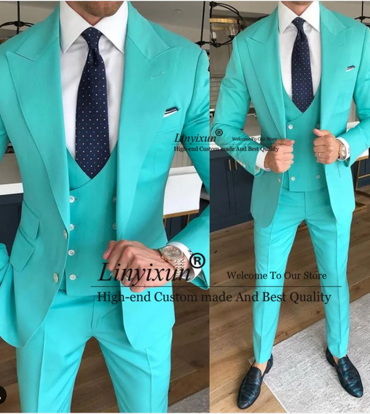 Moda Uomo Abiti da sposa Smoking da sposo Slim Fit Giacca da lavoro formale Bello set da 3 pezzi Giacca Gilet Pantaloni Costume