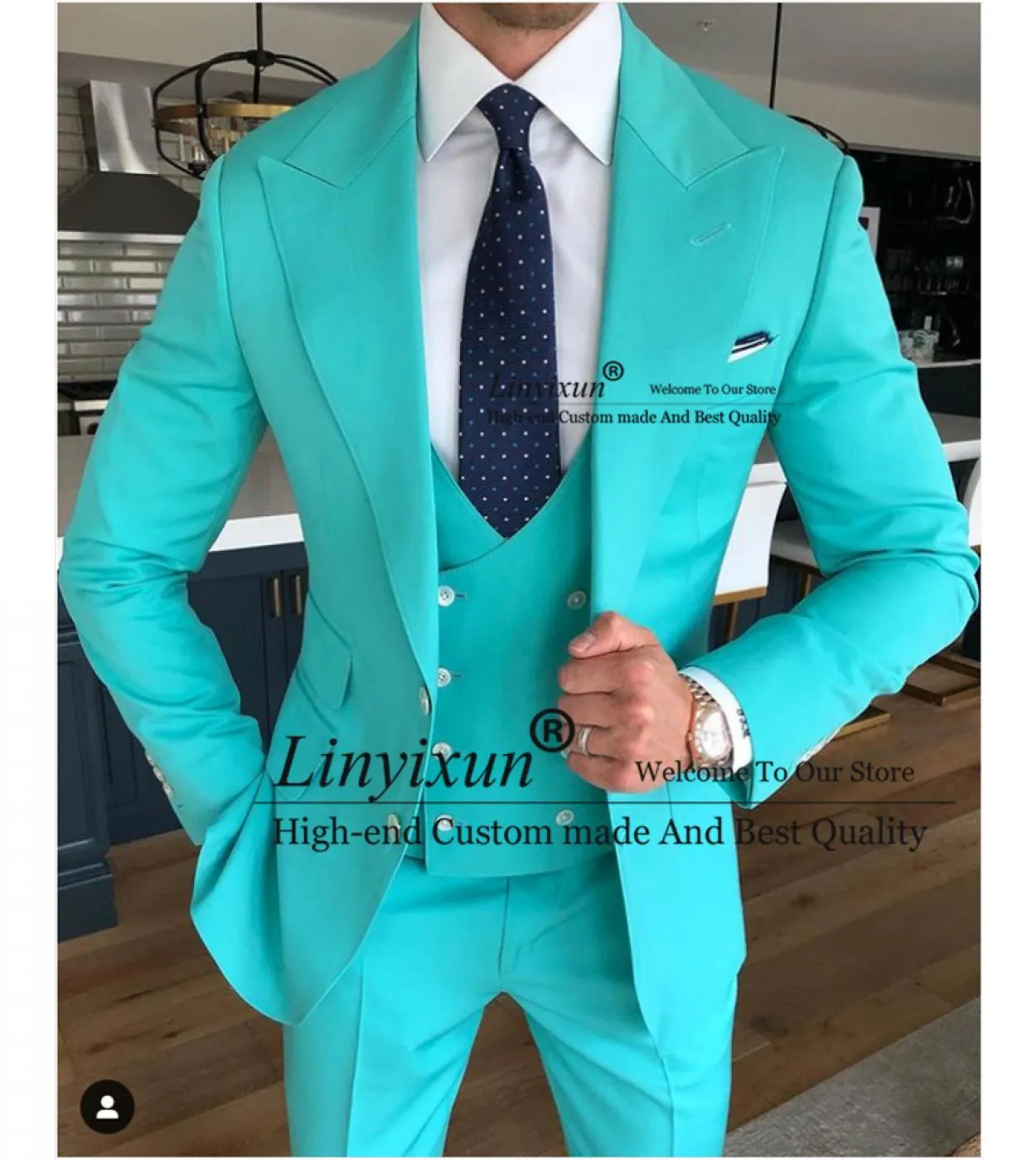 Moda Uomo Abiti da sposa Smoking da sposo Slim Fit Giacca da lavoro formale Bello set da 3 pezzi Giacca Gilet Pantaloni Costume