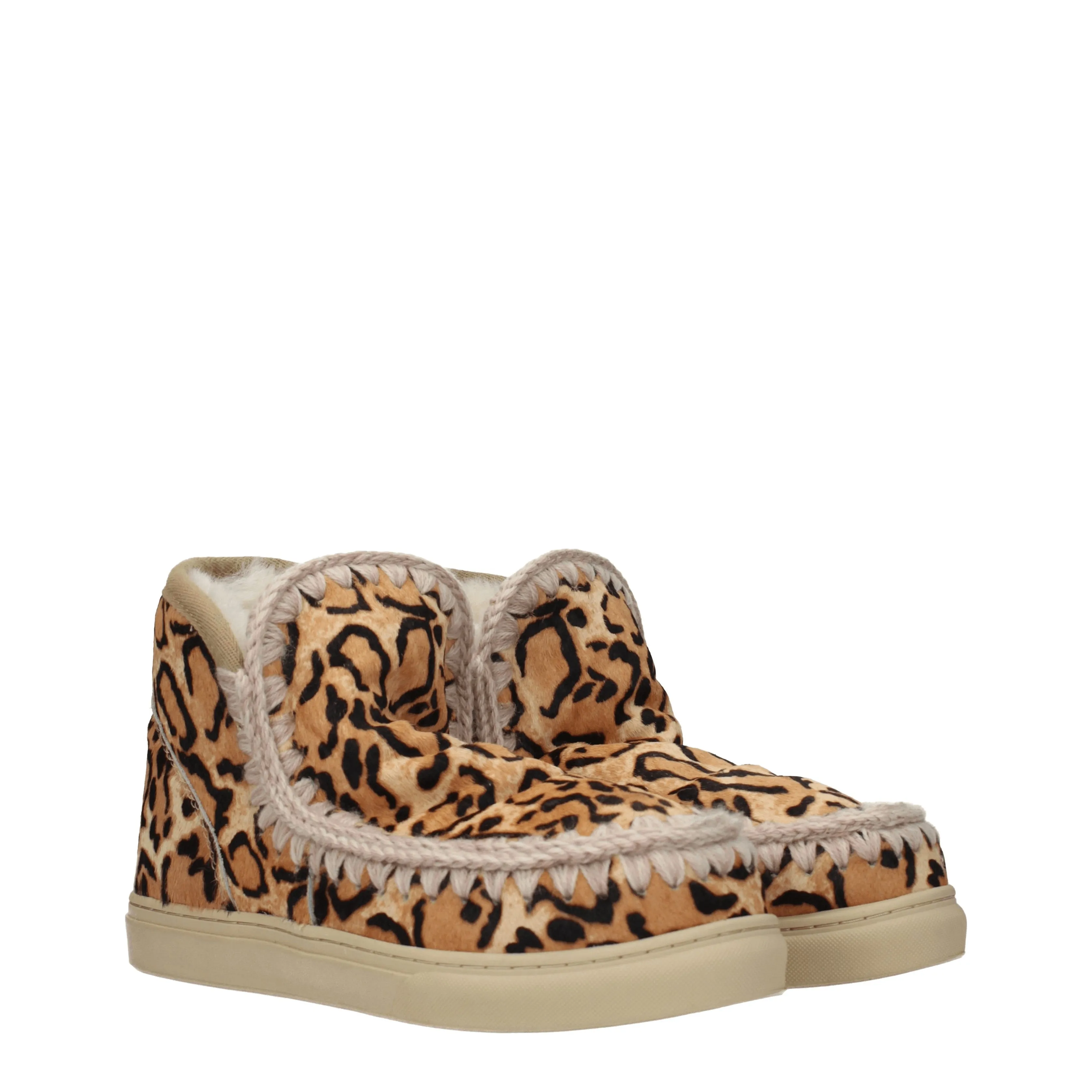 Mou Stivaletti Eskimo Donna Cavallino Beige/Leopardato