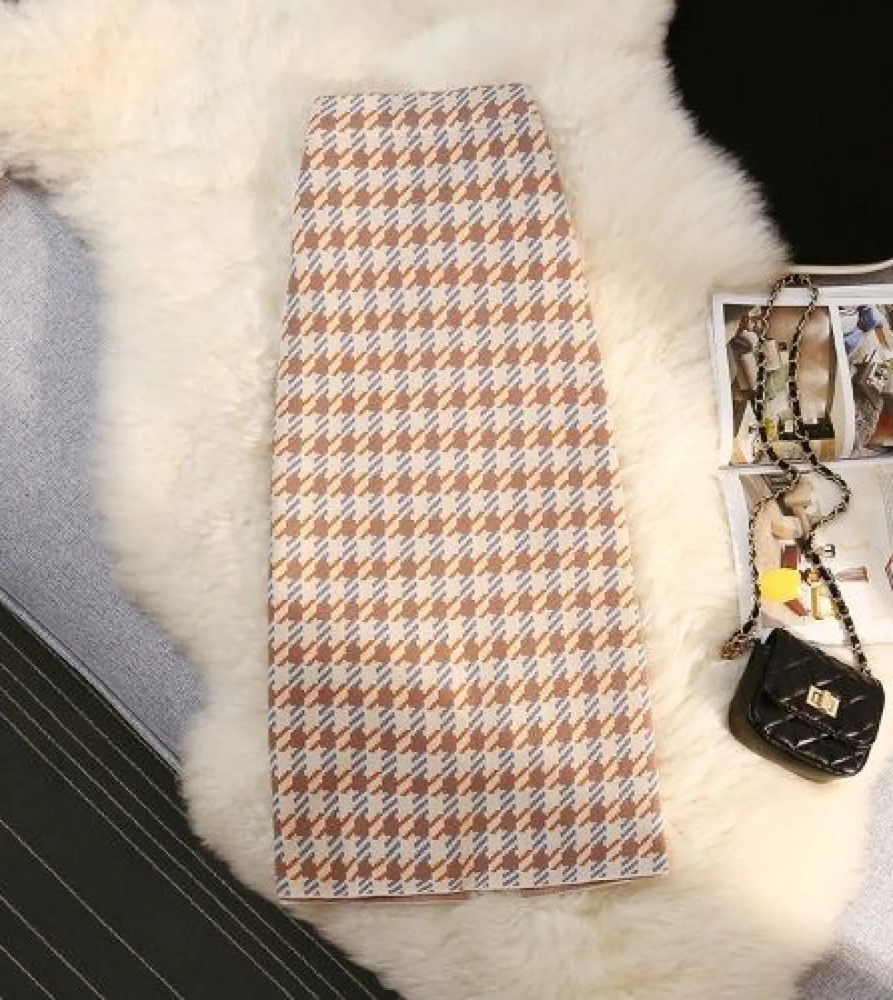 Moukyun gonna lunga lavorata a maglia jacquard donna autunno moda vita alta gonne sottili inverno donna aderente gonne a tubino
