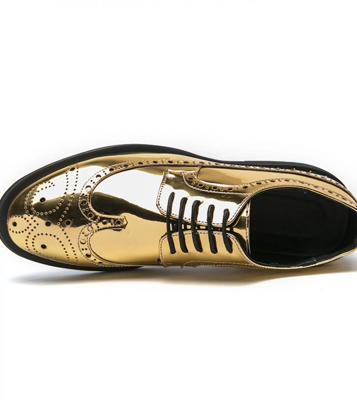 New In Gold Brogue Shoes For Men Wedding Lace Up Primavera Autunno Taglia 38 46 Scarpe da uomo fatte a mano Spedizione gratuita