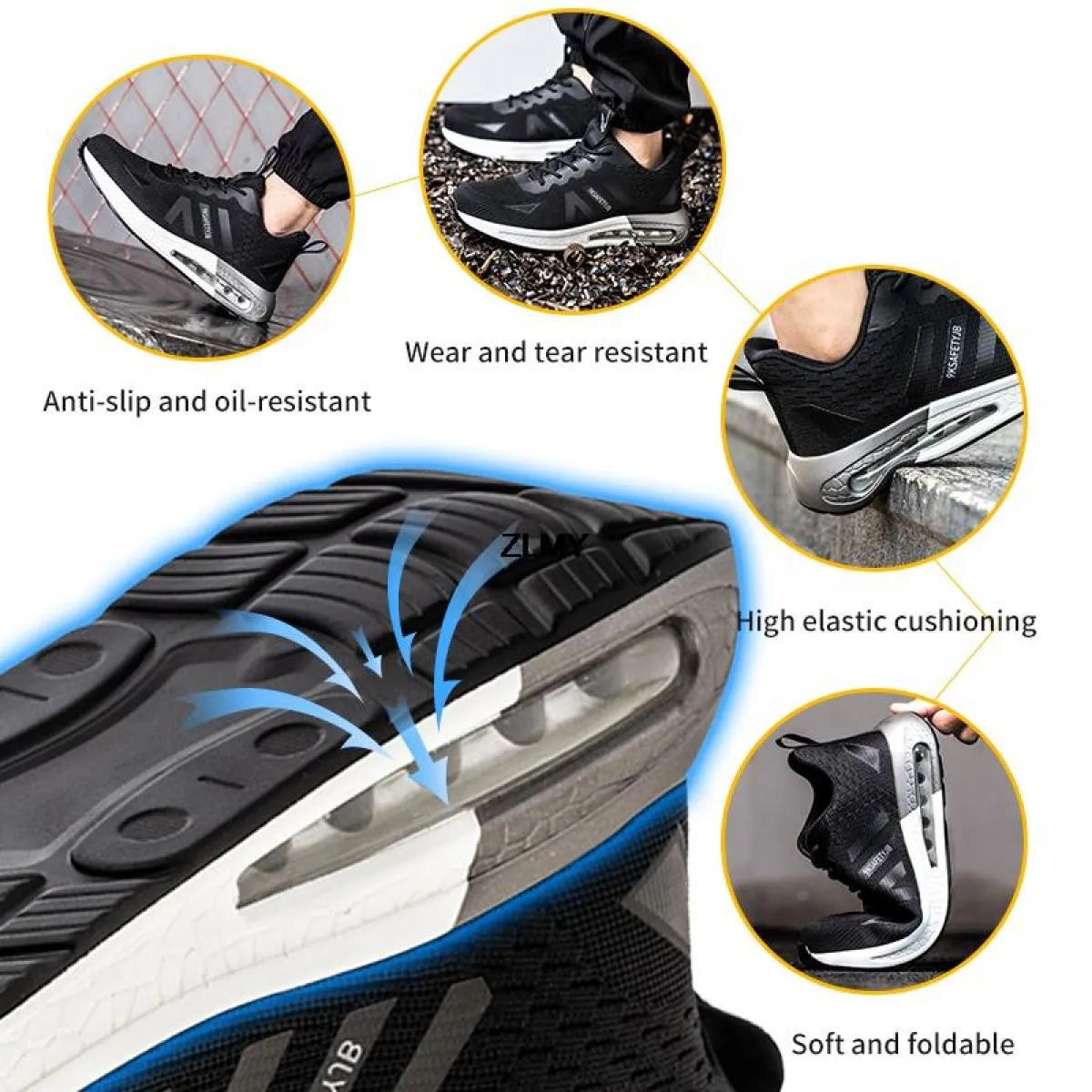 Nuovi Uomini Scarpe di Sicurezza Con Puntale in Acciaio Antismash Sport Scarpe da Ginnastica da Lavoro a Prova di Puntura Stival
