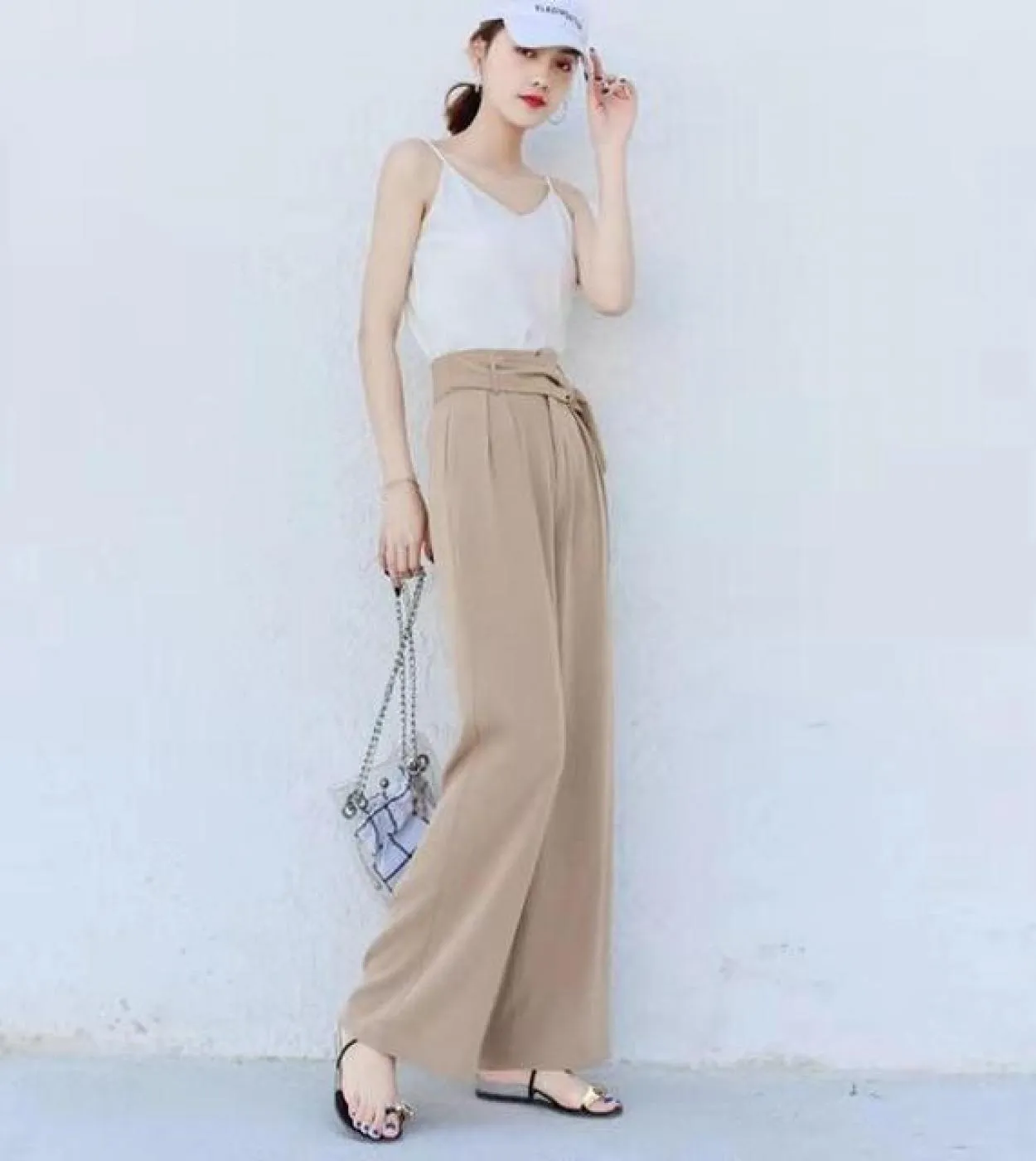 Nuovo arrivo stile estivo donna allentato casual cerniera pantaloni gamba larga pantaloni tutti abbinati a vita alta pantaloni l