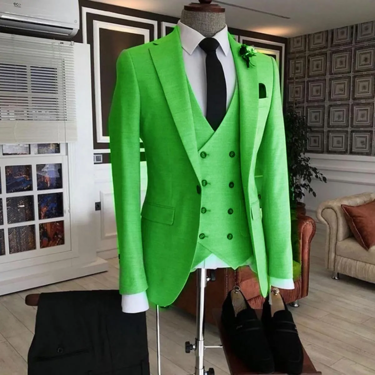 Nuovo gilet doppiopetto verde di lusso Costume Homme Abiti da uomo per lo sposo da sposa Prom Best Man Blazer Masculino Slim Fit