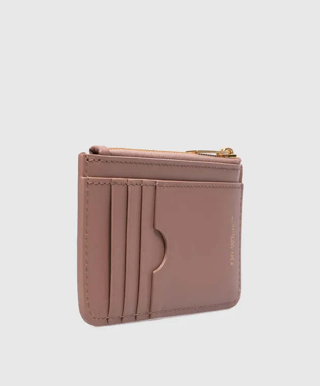Off-White Portacarte Jitney in pelle beige con logo OWND030F23LEA001