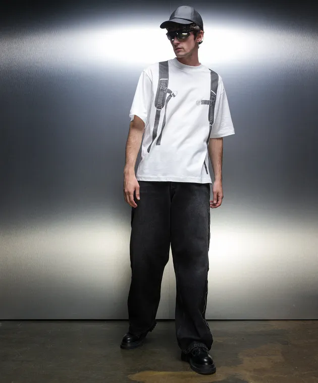 Off-White Zaino T-shirt bianco con stampa OMAA120F23JER020