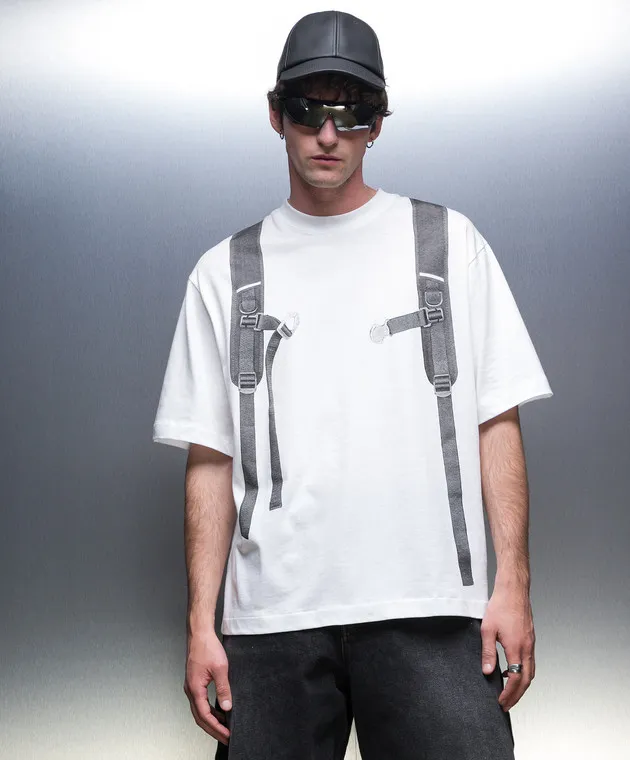 Off-White Zaino T-shirt bianco con stampa OMAA120F23JER020
