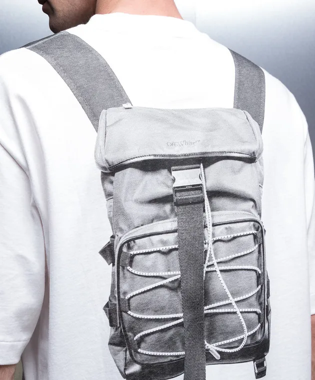 Off-White Zaino T-shirt bianco con stampa OMAA120F23JER020