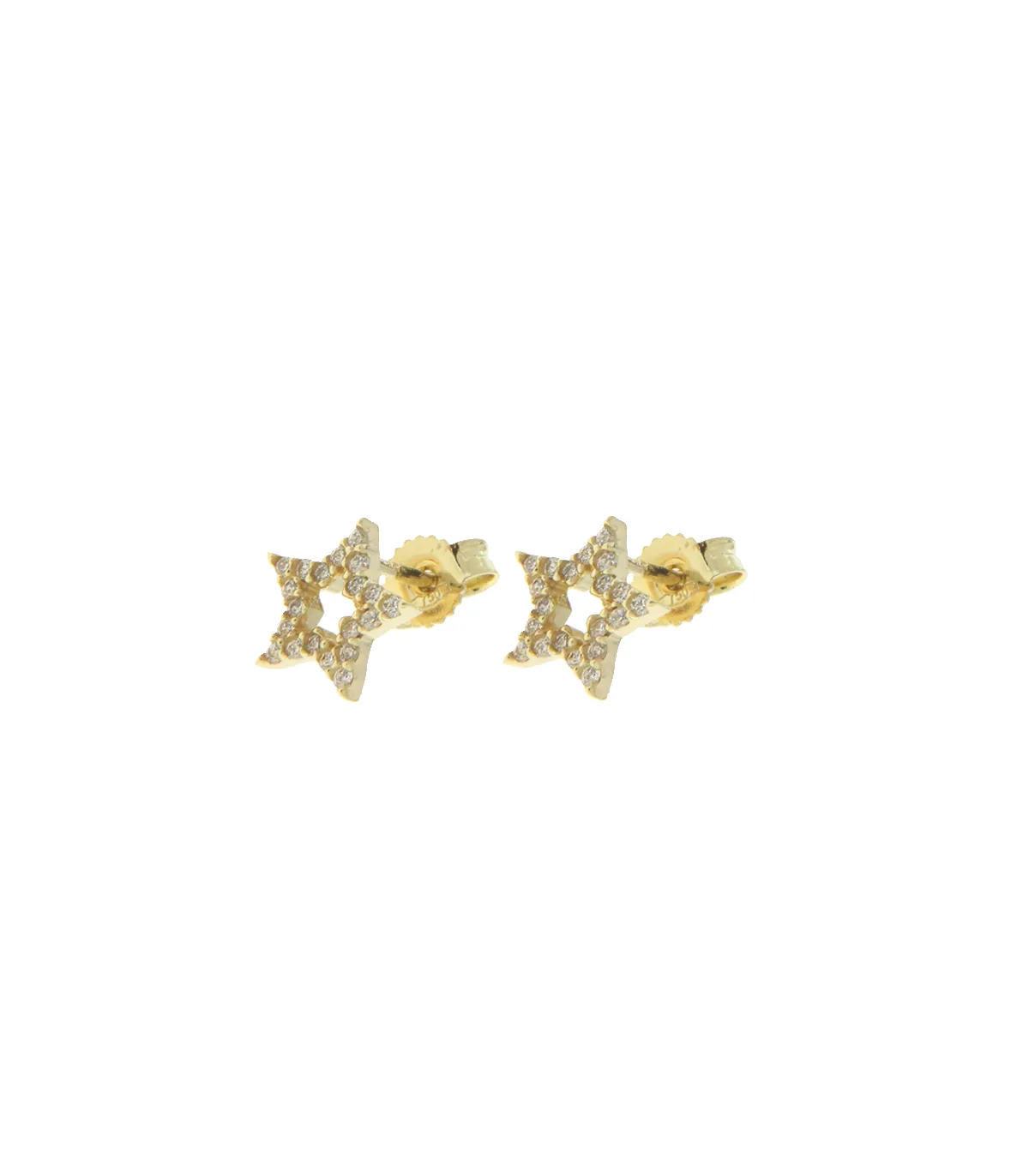 Orecchini Donna Raggi Oro Giallo 18kt Stella con Zirconi
