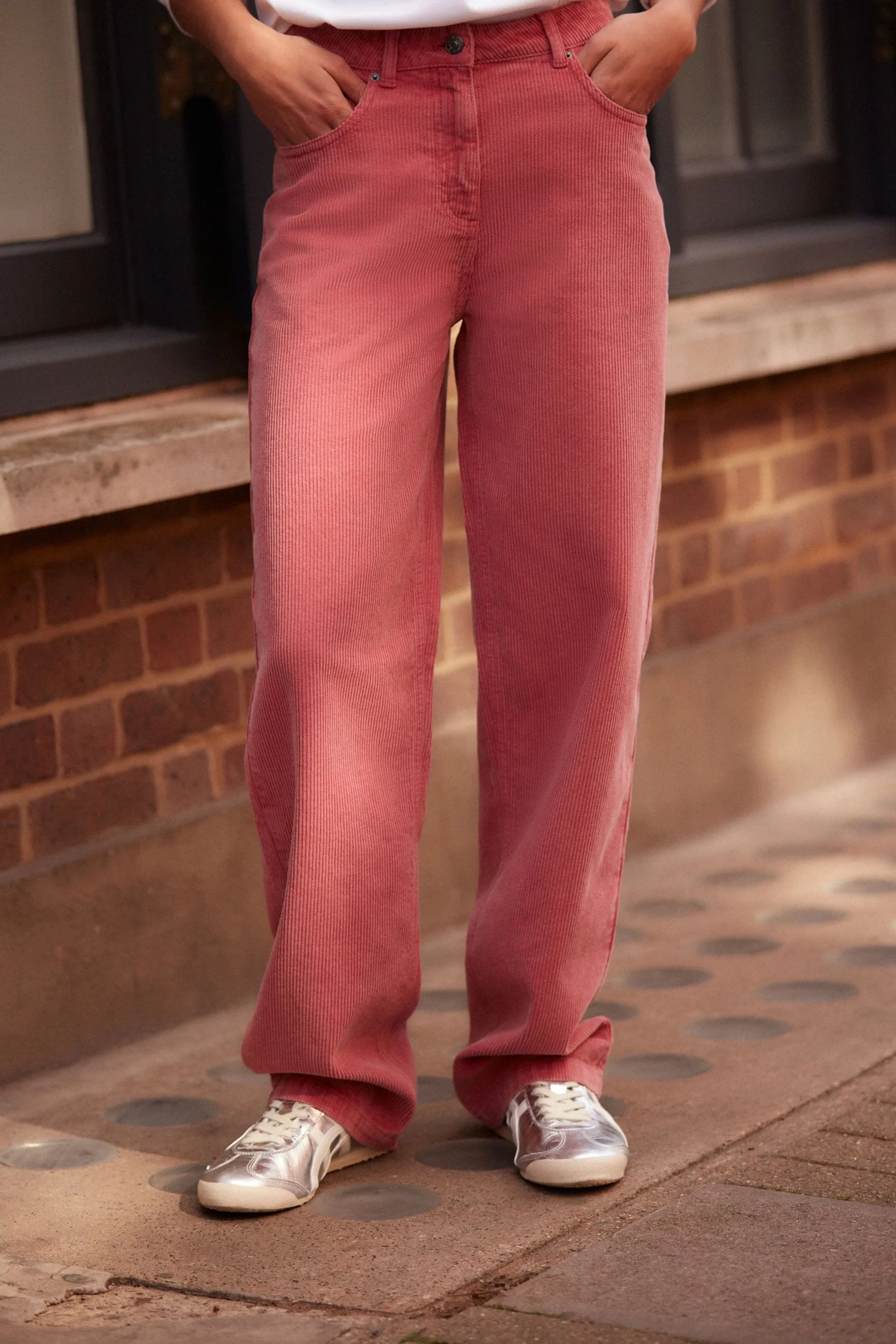 Pantaloni a gamba larga in corda lavata 100% cotone    
