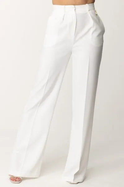 Pantaloni con charm logo Avorio