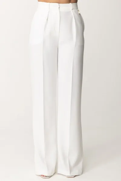 Pantaloni con charm logo Avorio
