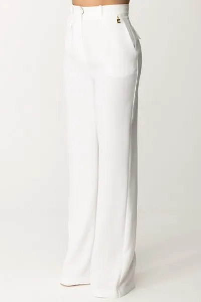 Pantaloni con charm logo Avorio