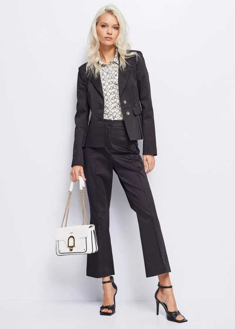 Pantaloni flare in cotone stretch