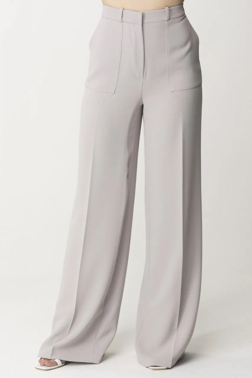 Pantaloni gamba dritta con piega Perla