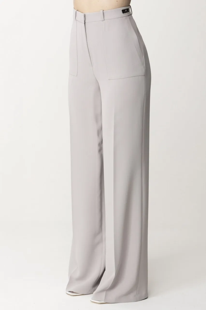 Pantaloni gamba dritta con piega Perla